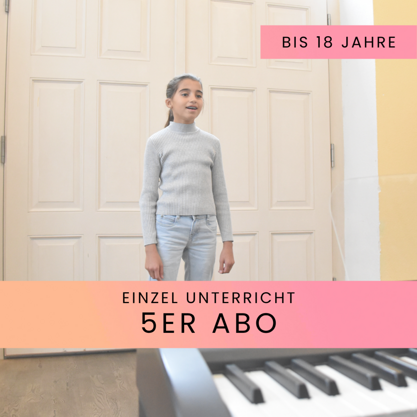 Gesangsunterricht Einzel bis 18 - 5er Abo